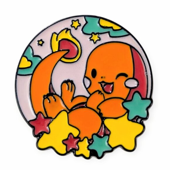 Pokemon Fantasy Enamel Pin: Charmander with Stars - Picture 2 of 5